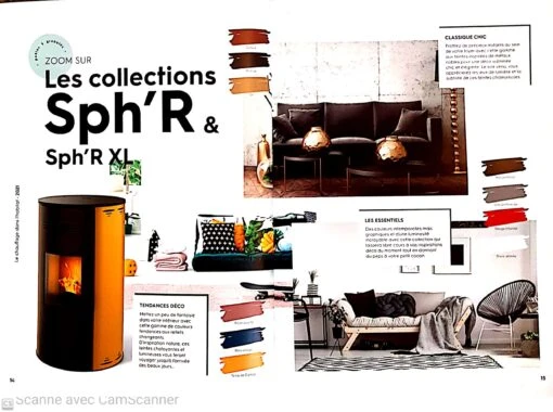 POELE A GRANULES SPH'R MORVAN 3.5 À 8.4 KW COULEUR TENDANCE JAUNE SIENNE -Poêles Cuisinières Soldes camscanner 01 28 2022 17 00 2 poele sph morvan 1