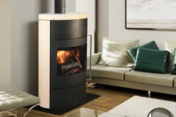 POELE A BOIS ACIER FIFTI PIERRE CREME FONTE FLAMME