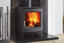 POELE A BOIS ACIER IVAR 5 LOW LAQUE ANTHRACITE FONTE FLAMME