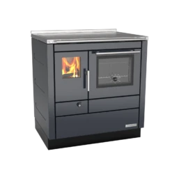 CUISINIERE A BOIS COOK'R MORVAN NOIRE+ FACADE INOX AVEC FOUR 5.2 KW