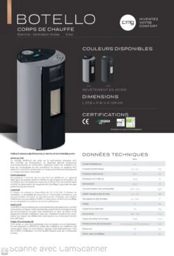 POELE A GRANULES ETANCHE BOTELLO CMG 3,2 À 6.4 KW ACIER GRIS