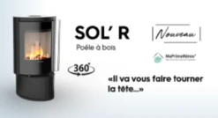 POELE A BOIS SOL'R ACIER NOIR PIVOTANT 360° 7 KW MORVAN