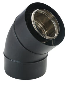 COUDE 45° CONCENTRIQUE INT INOX 316 80 GALVANISE NOIR EXT 125